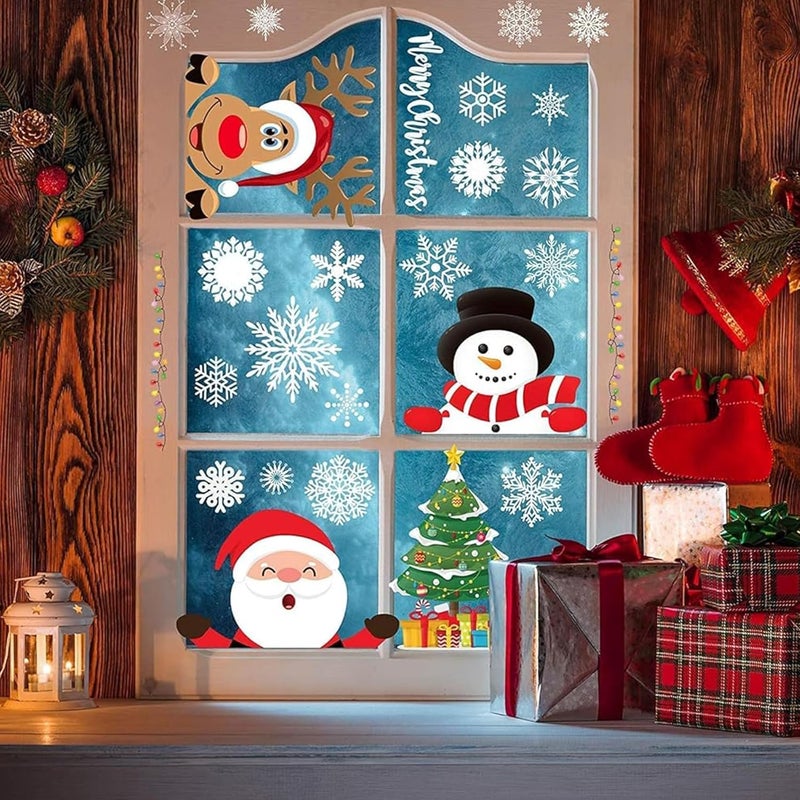 Joy Bang Christmas Decorations, Christmas Window Clings Stickers Decorations Xmas Snowflake Window Clings Decals Decor Indoor for Home Office Classroom Party Supplies - Image 3